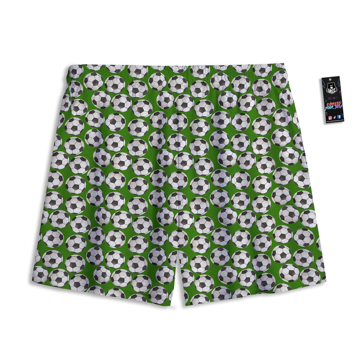 Soccer Ball Green Print Pattern Mesh Shorts