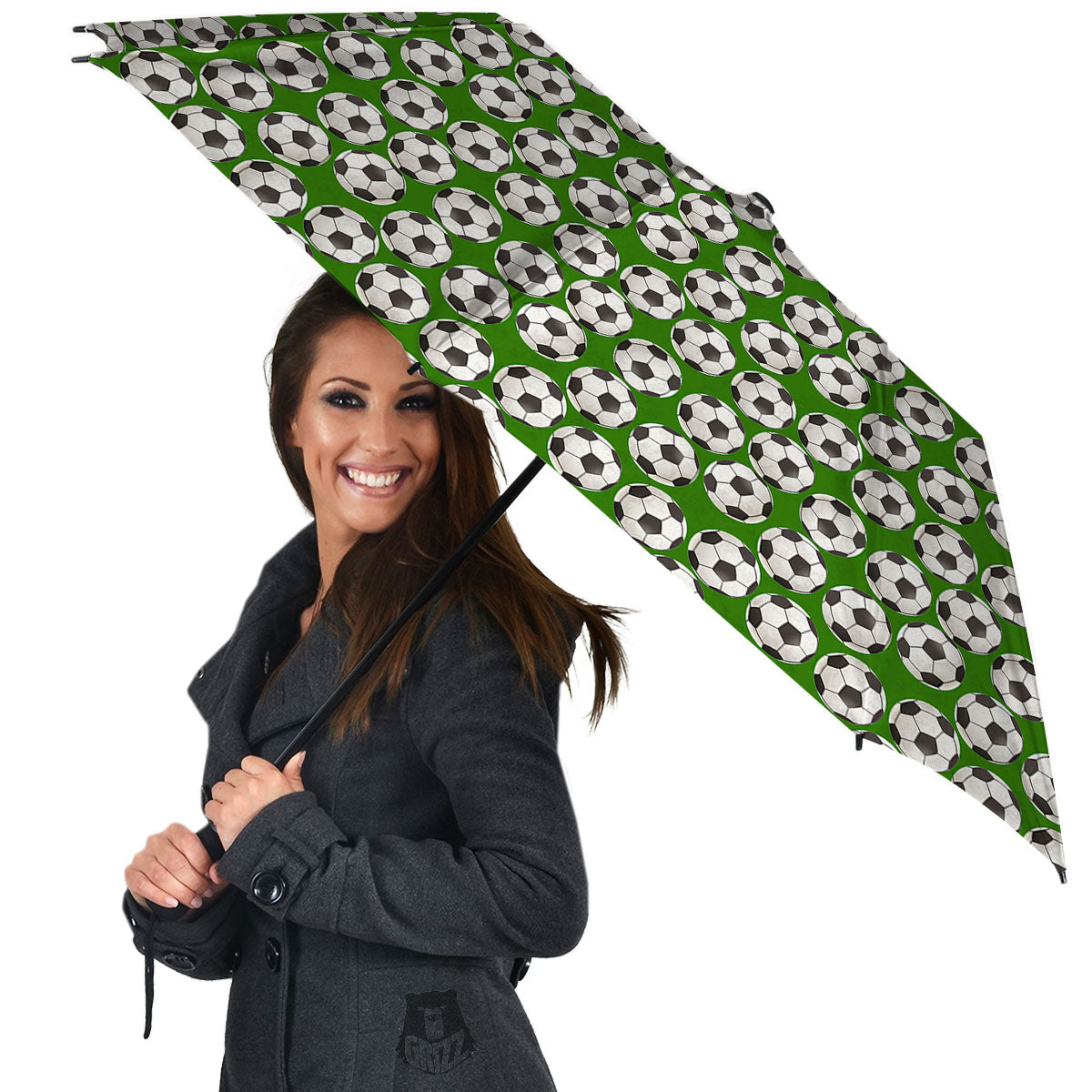 Soccer Ball Green Print Pattern Umbrella-grizzshop