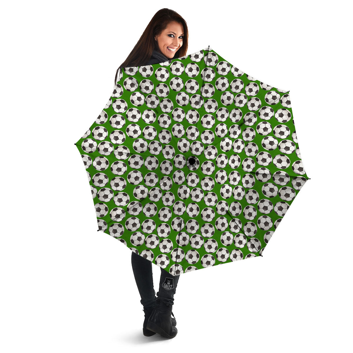 Soccer Ball Green Print Pattern Umbrella-grizzshop