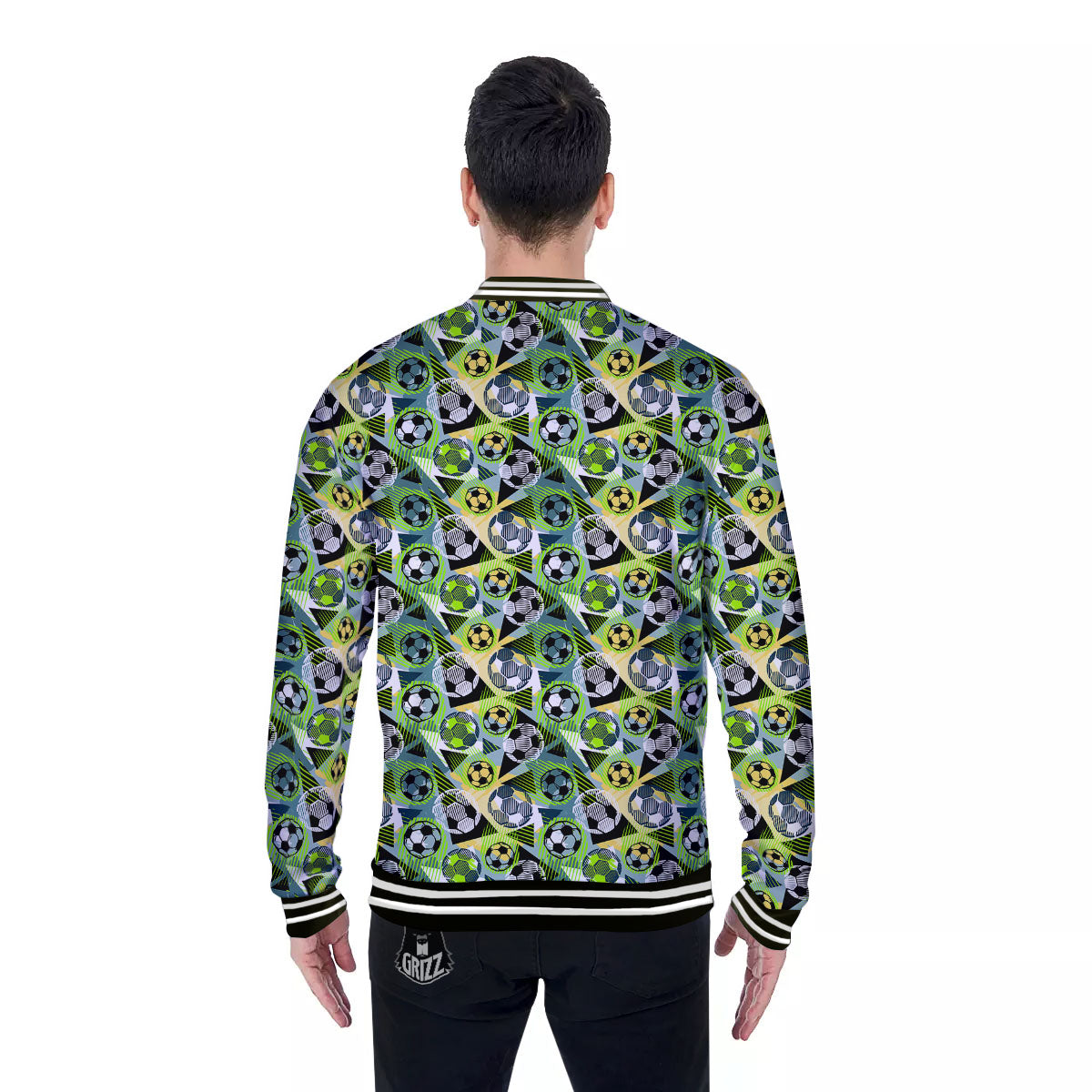 Soccer Ball Grunge Print Pattern Baseball Jacket-grizzshop
