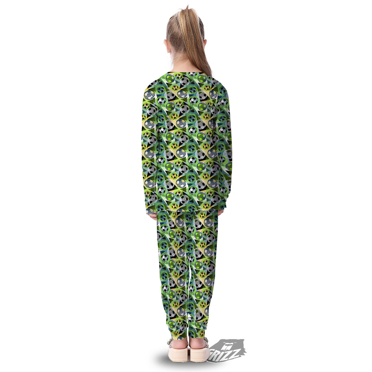 Soccer Ball Grunge Print Pattern Kid's Pajamas-grizzshop