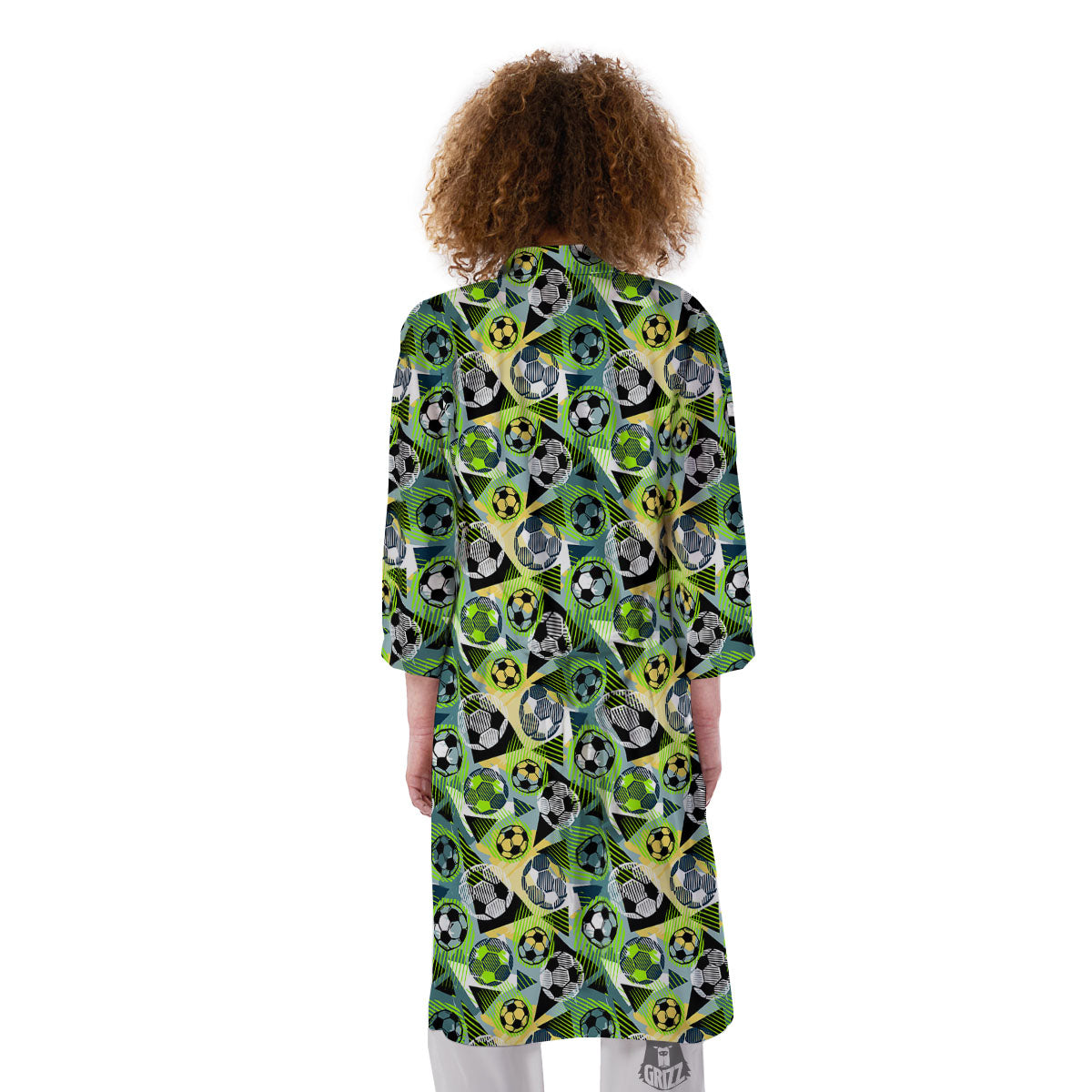 Soccer Ball Grunge Print Pattern Kimono-grizzshop