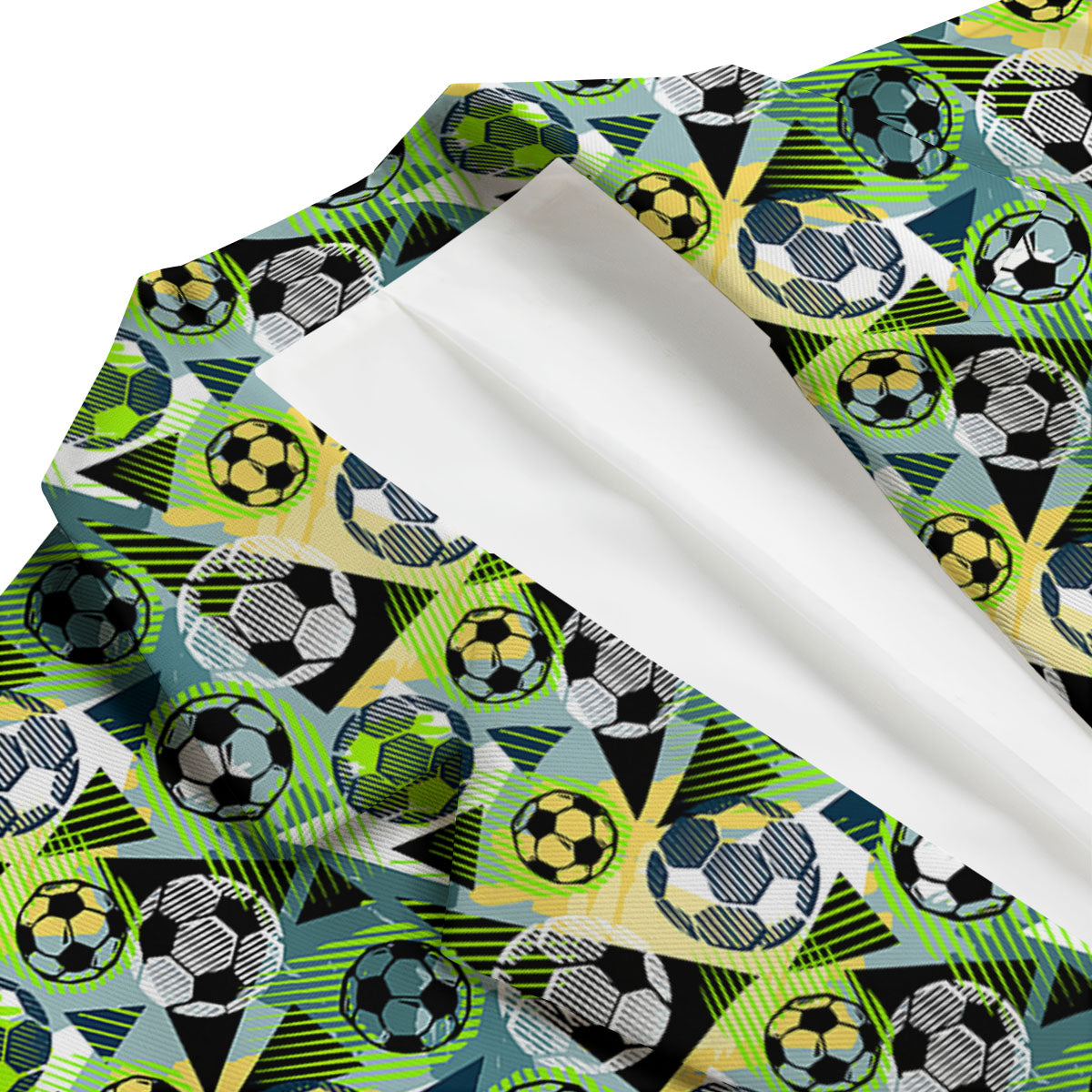 Soccer Ball Grunge Print Pattern Men's Blazer-grizzshop