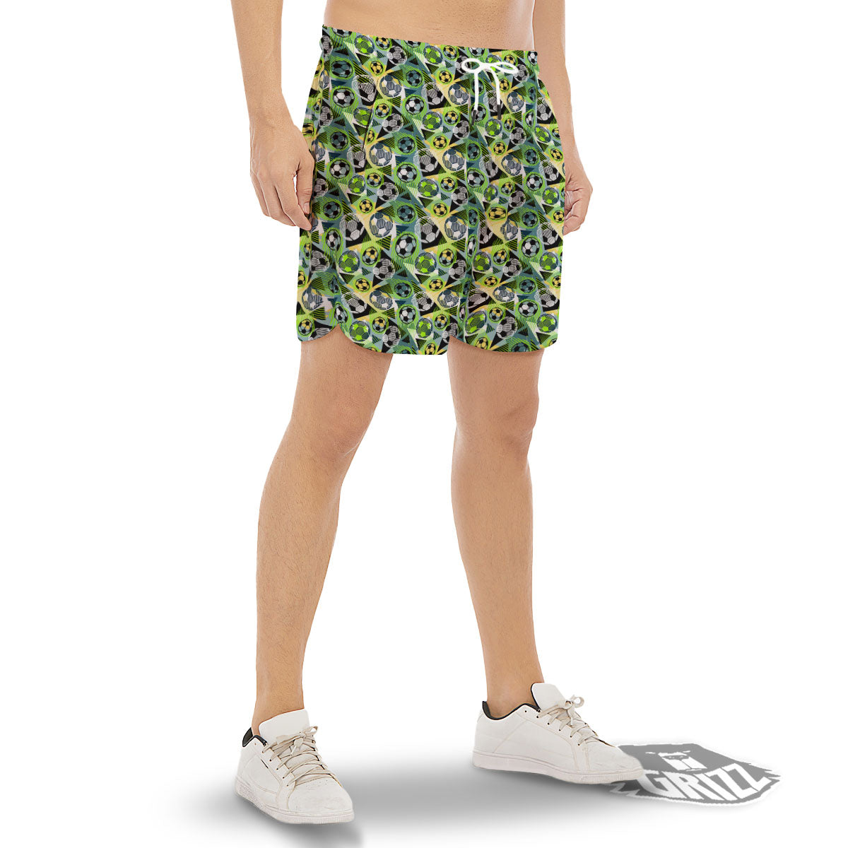 Soccer Ball Grunge Print Pattern Men's Gym Shorts-grizzshop