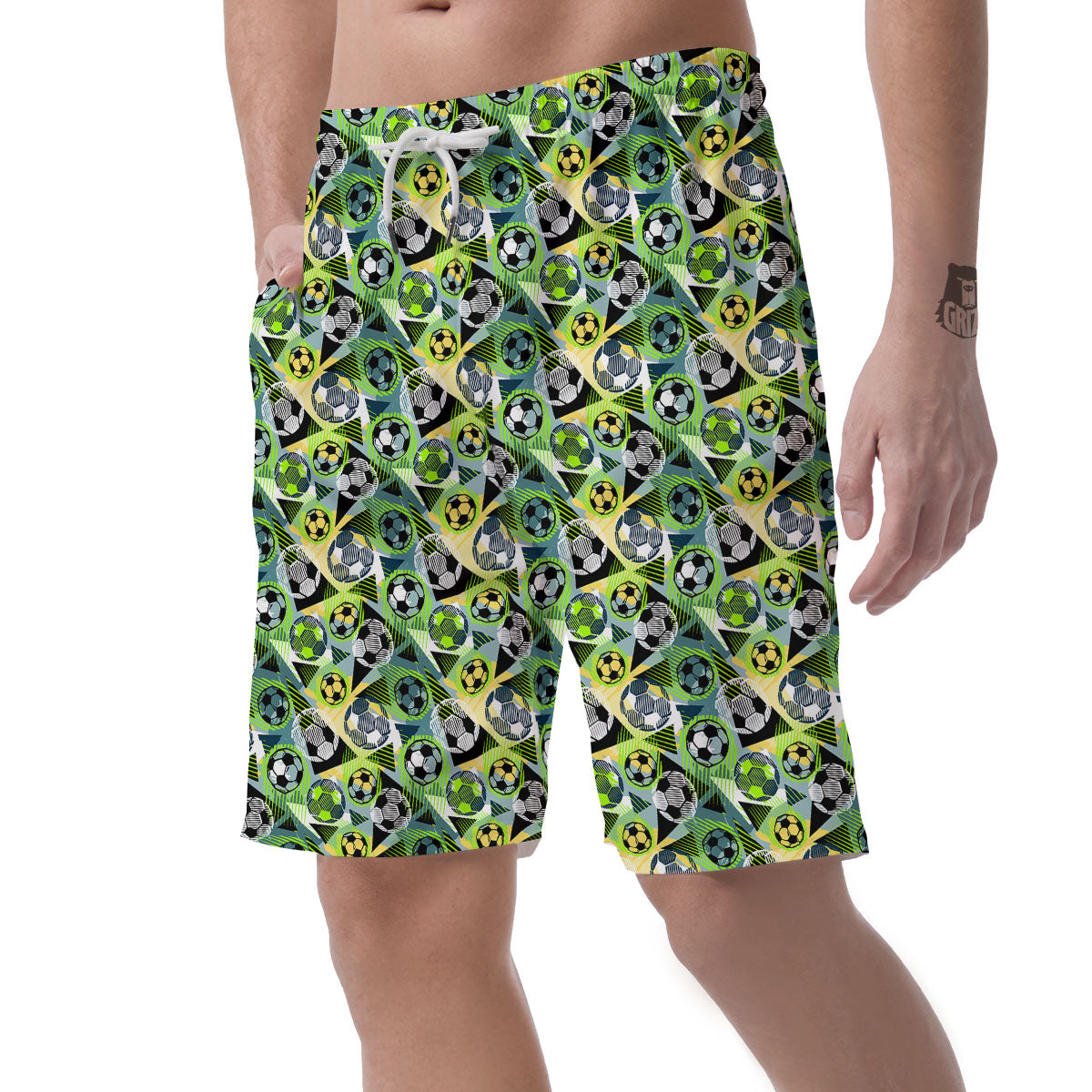Soccer Ball Grunge Print Pattern Men's Shorts-grizzshop