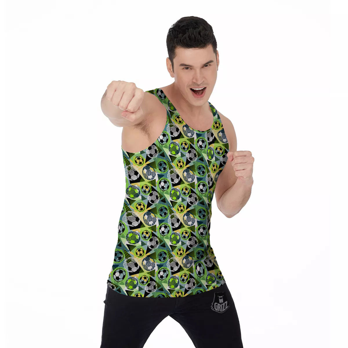 Soccer Ball Grunge Print Pattern Men's Tank Top-grizzshop