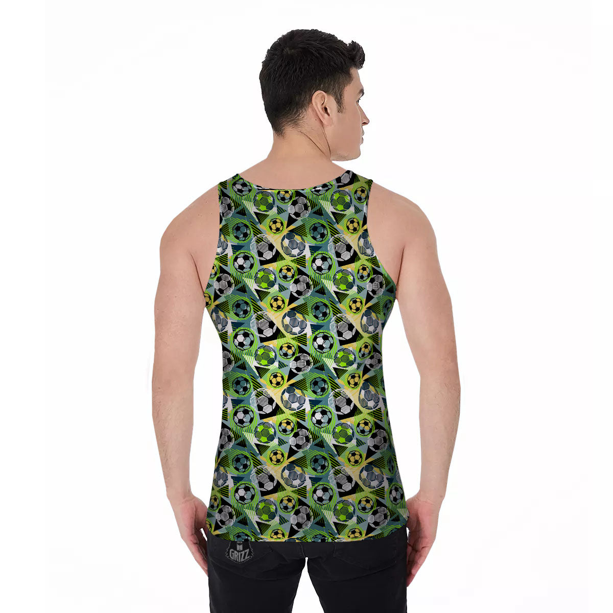 Soccer Ball Grunge Print Pattern Men's Tank Top-grizzshop