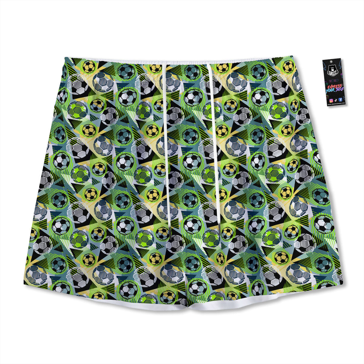 Soccer Ball Grunge Print Pattern Mesh Shorts