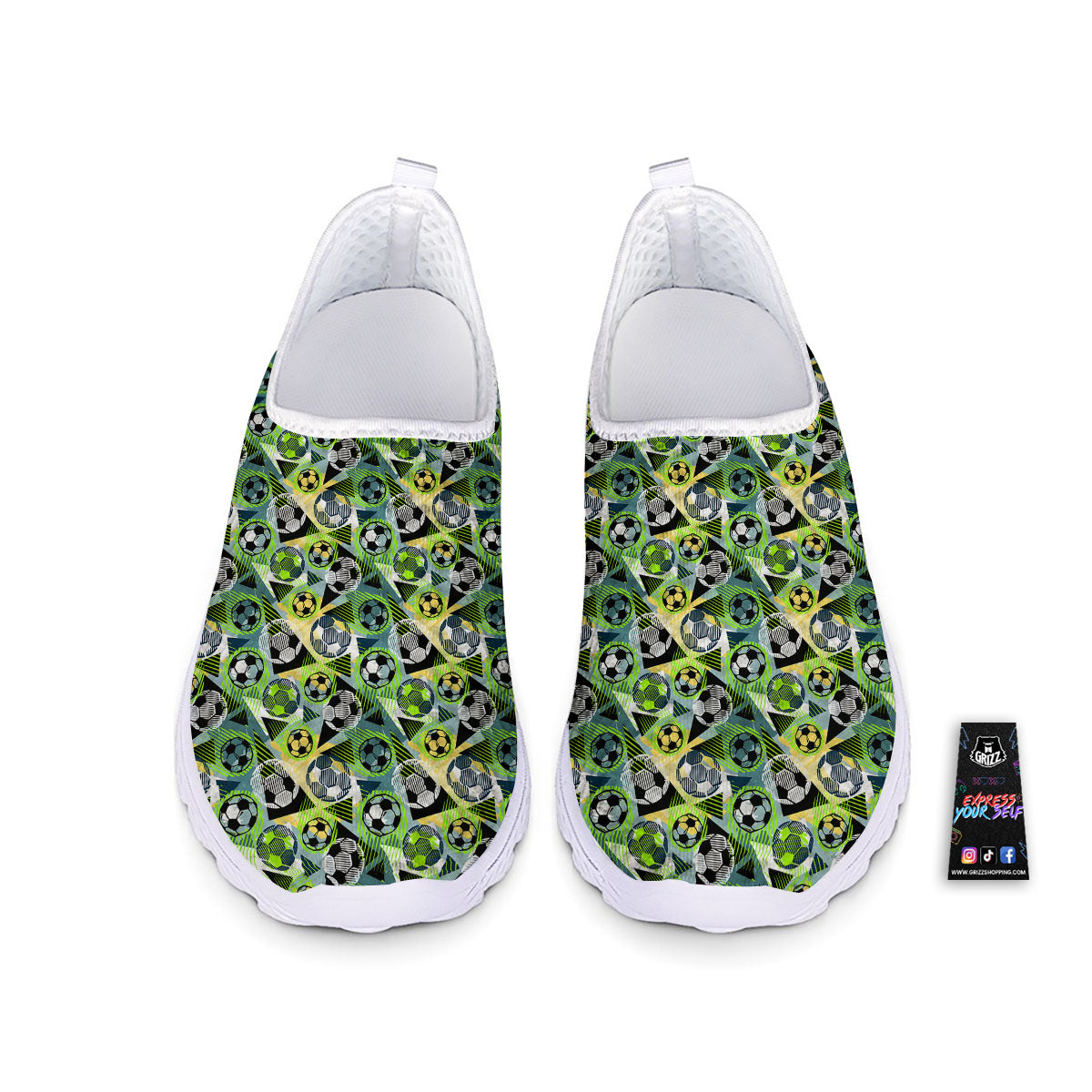 Soccer Ball Grunge Print Pattern Nurse Shoes-grizzshop