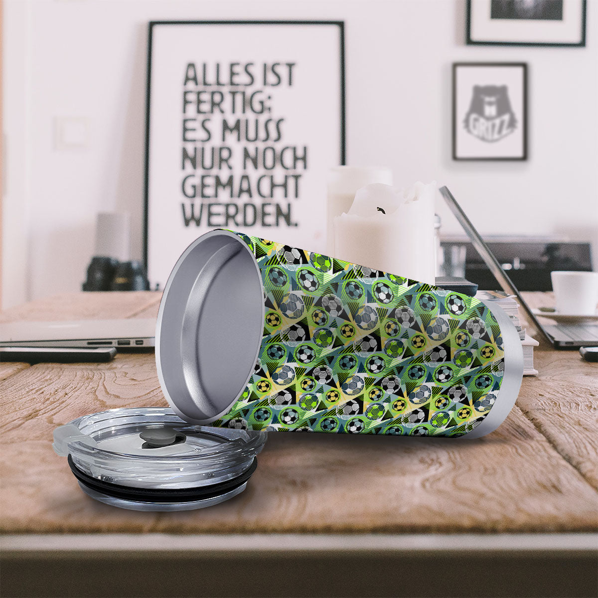 Soccer Ball Grunge Print Pattern Tumbler-grizzshop