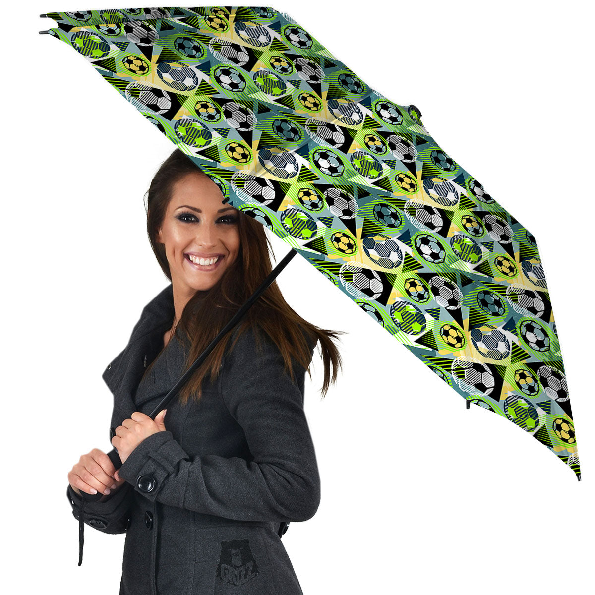 Soccer Ball Grunge Print Pattern Umbrella-grizzshop