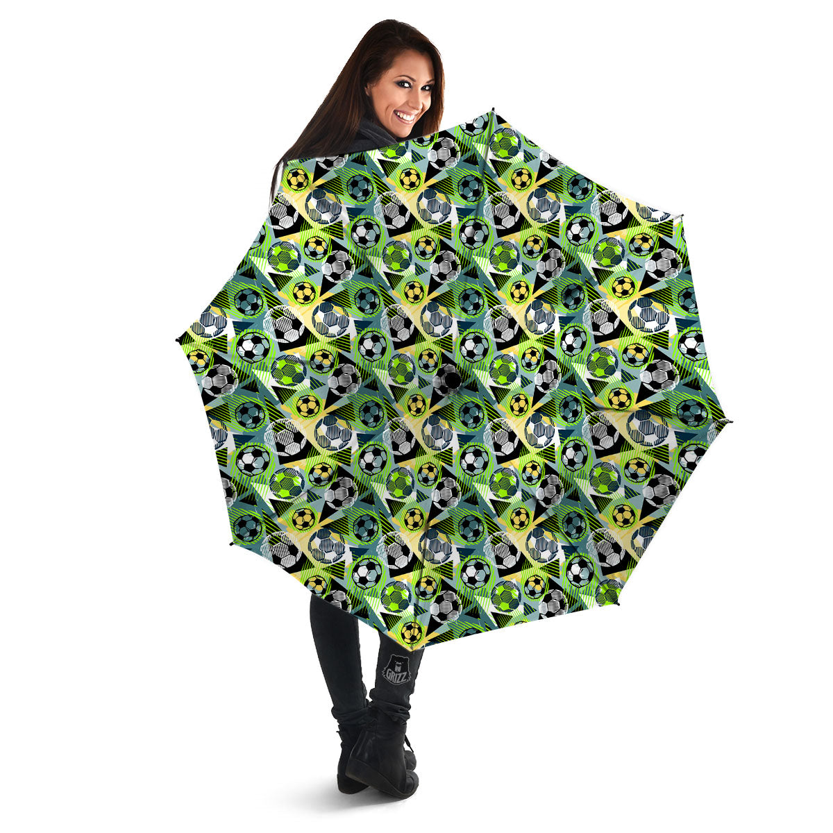 Soccer Ball Grunge Print Pattern Umbrella-grizzshop
