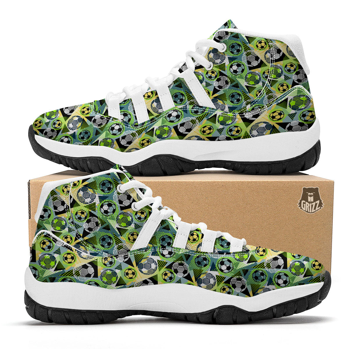 Soccer Ball Grunge Print Pattern White Bball Shoes-grizzshop