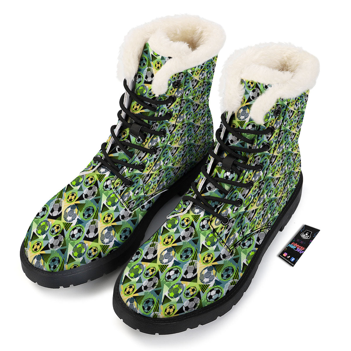 Soccer Ball Grunge Print Pattern Winter Boots-grizzshop