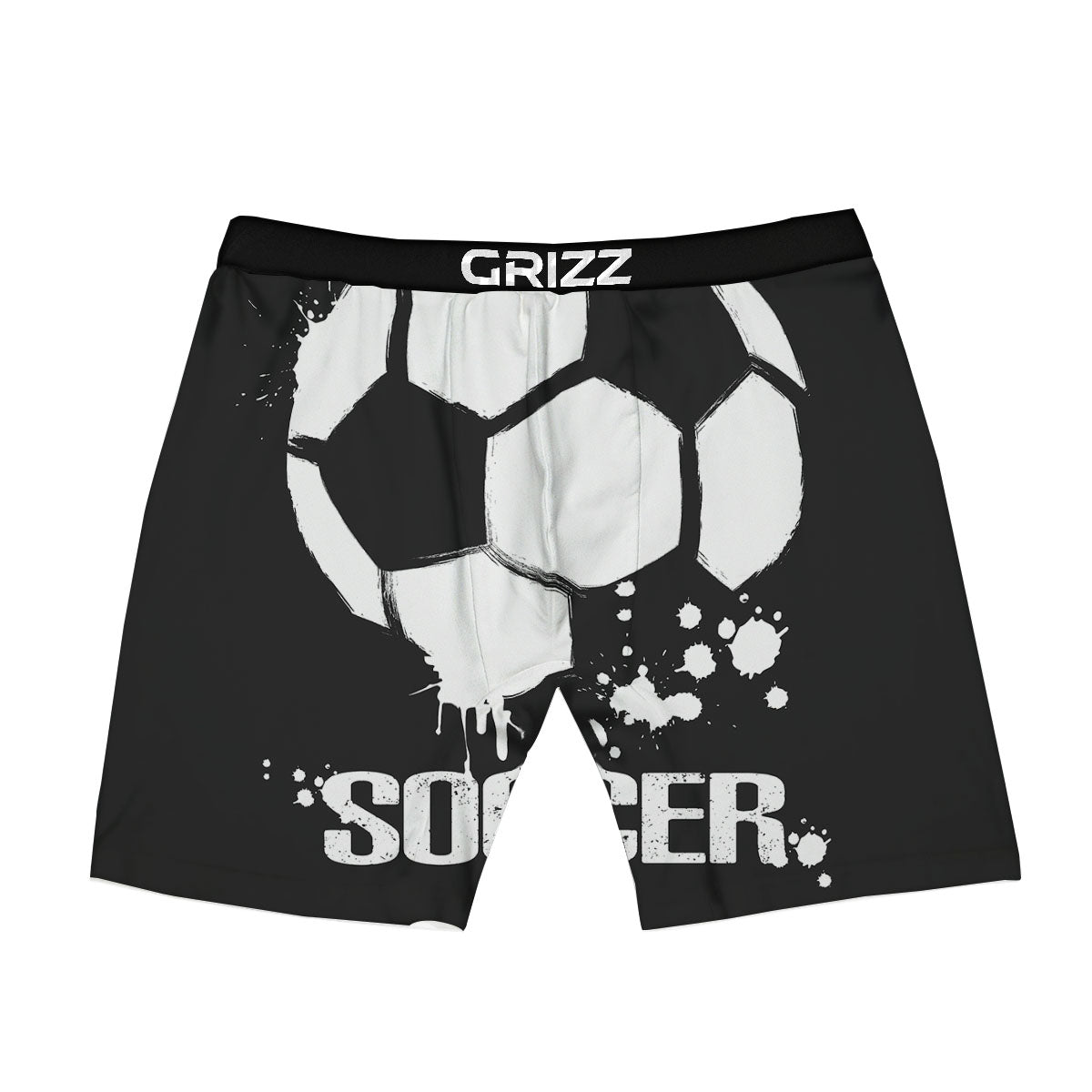 Soccer Ball White And Black Print Boxer Briefs-grizzshop
