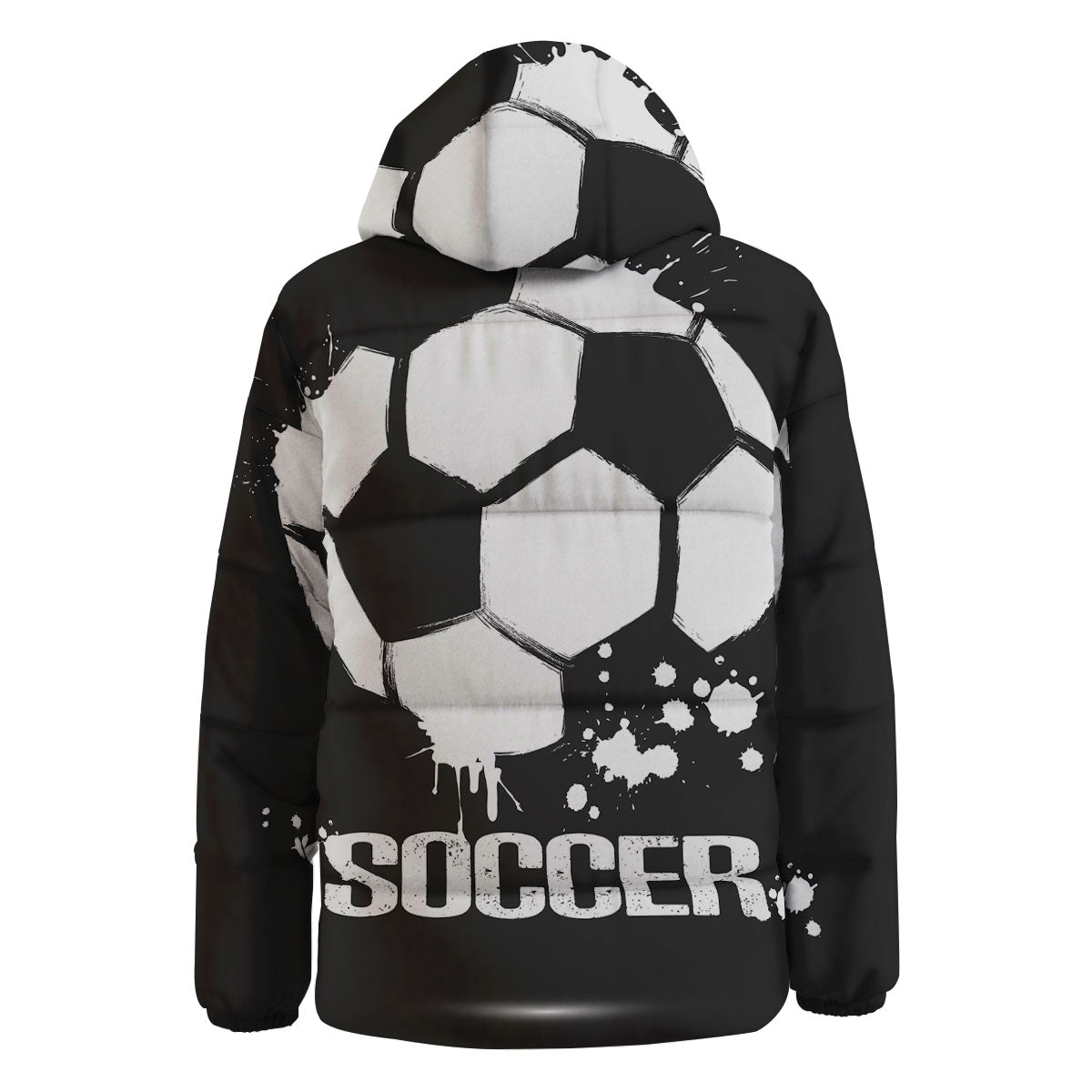 Soccer Ball White And Black Print Down Jacket-grizzshop