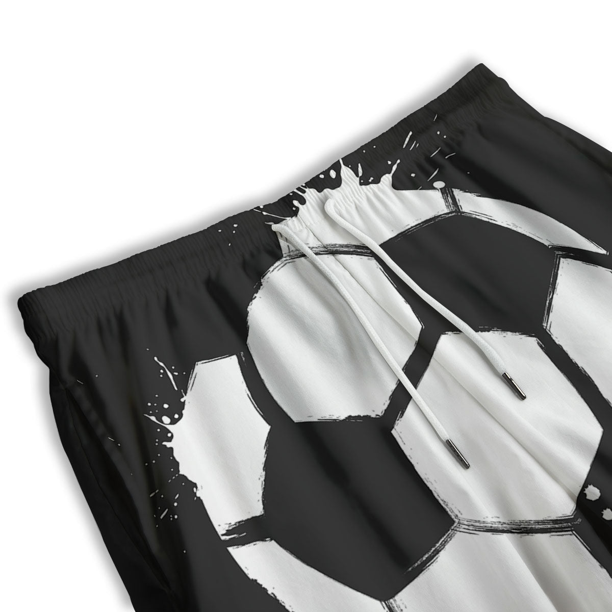 Soccer Ball White And Black Print Men's Athletic Shorts