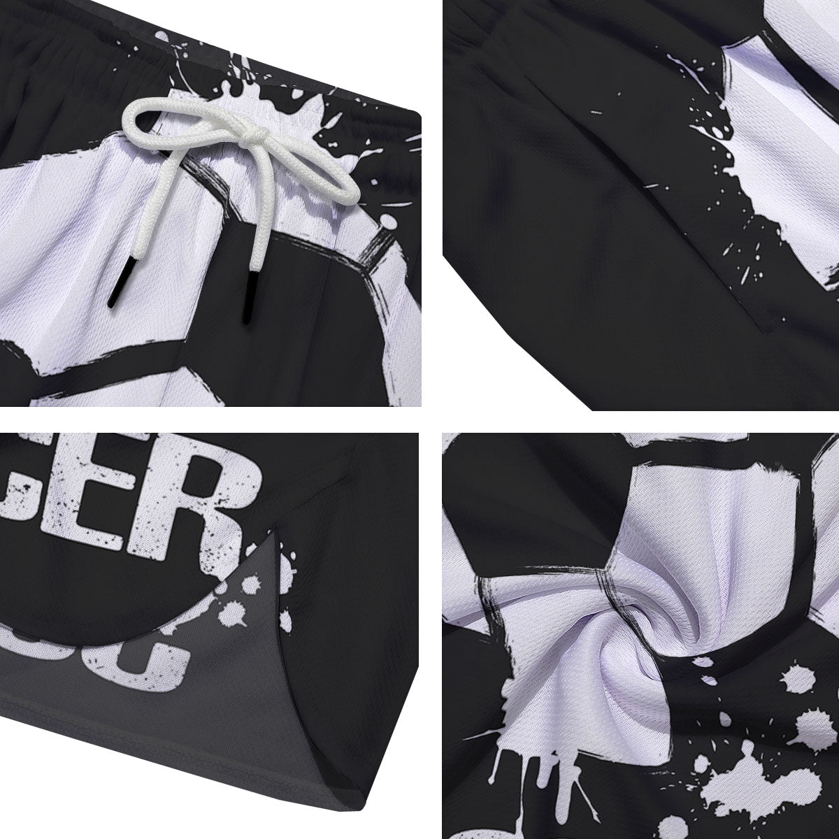 Soccer Ball White And Black Print Men's Running Shorts-grizzshop
