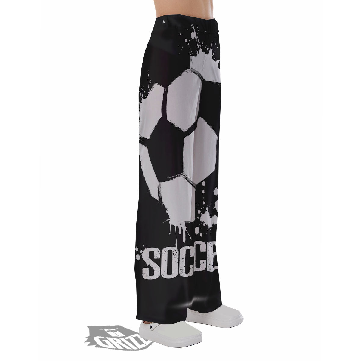 Soccer Ball White And Black Print Pajama Pants-grizzshop