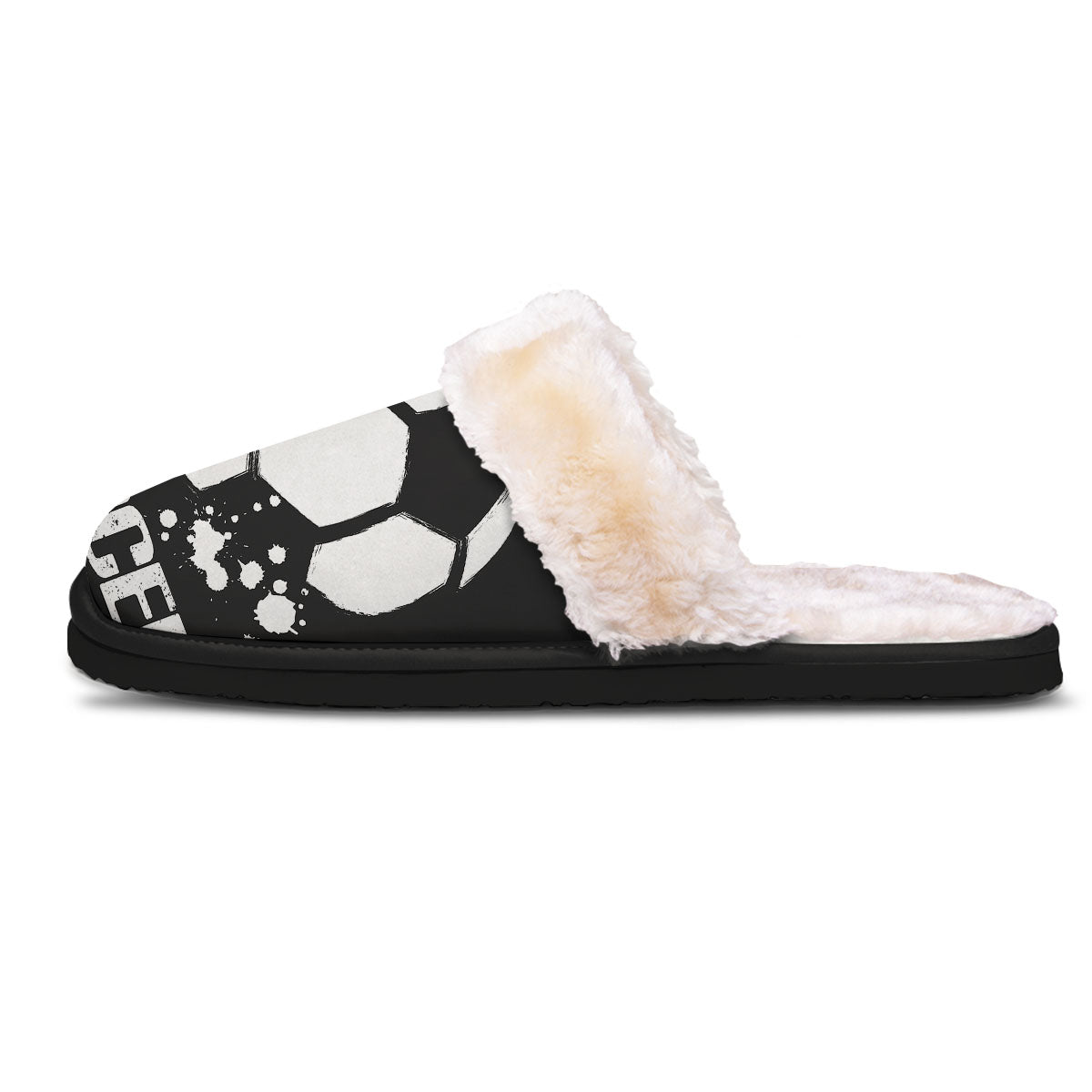 Soccer Ball White And Black Print Slippers-grizzshop
