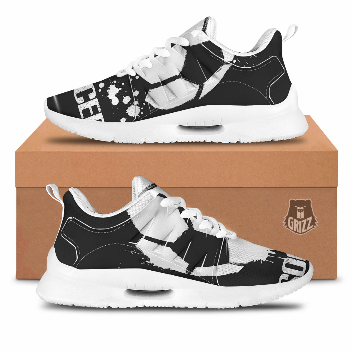 Pattern Print Softball Black Sneaker Shoes For Men Women