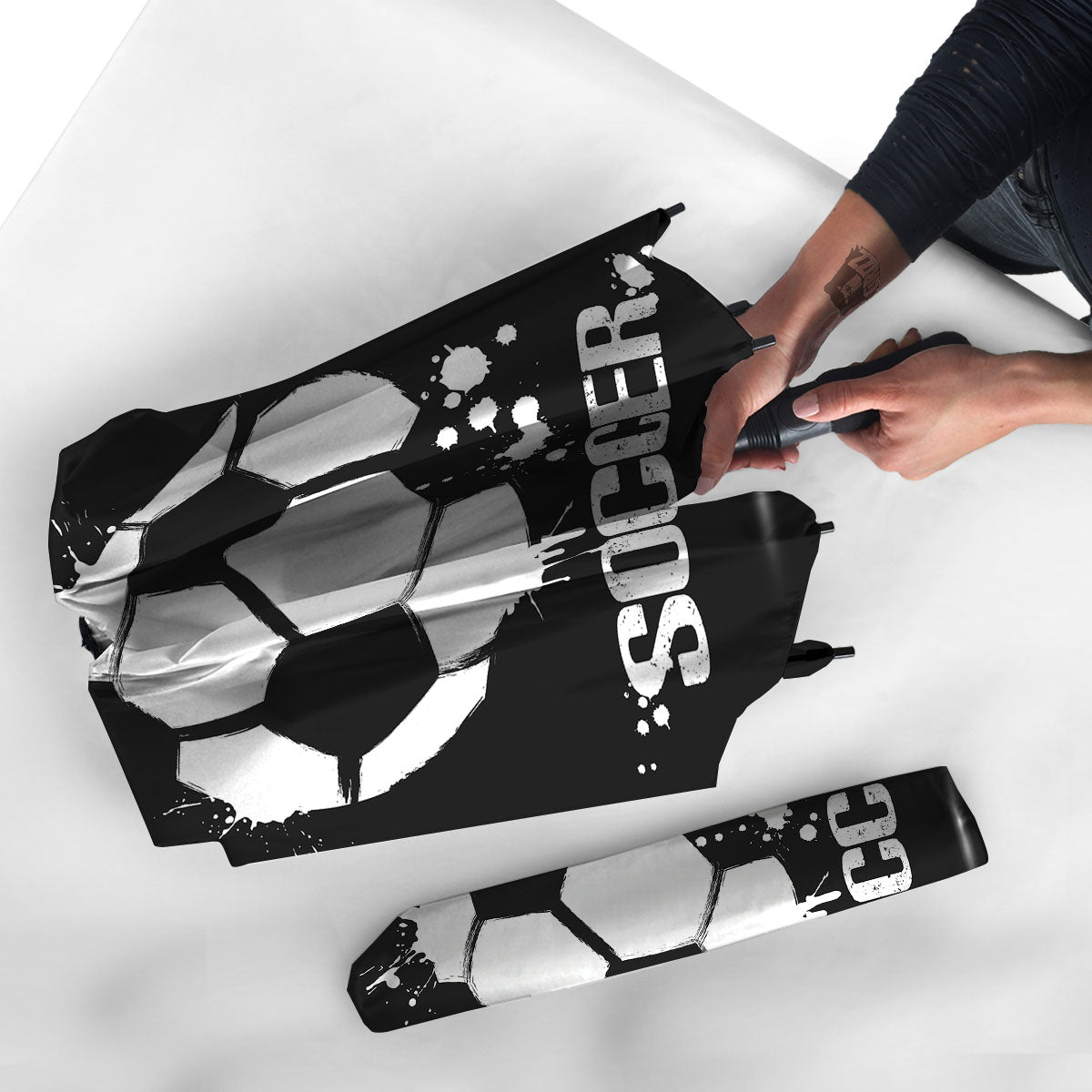 Soccer Ball White And Black Print Umbrella-grizzshop