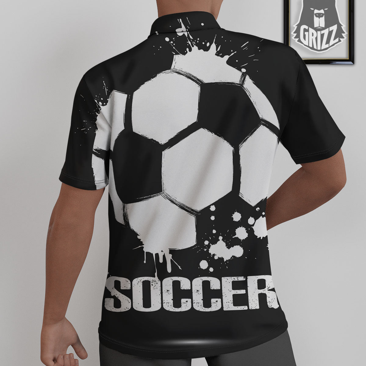 Soccer Ball White And Black Print Untucked Shirts-grizzshop