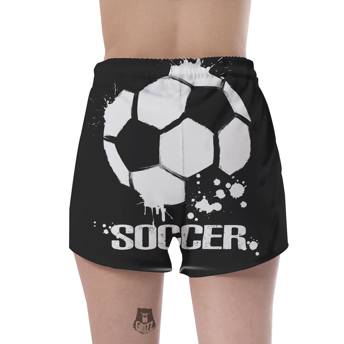 Soccer Ball White And Black Print Women's Shorts-grizzshop