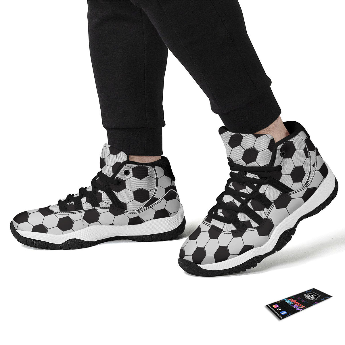 Soccer Print Pattern Black Bball Shoes-grizzshop