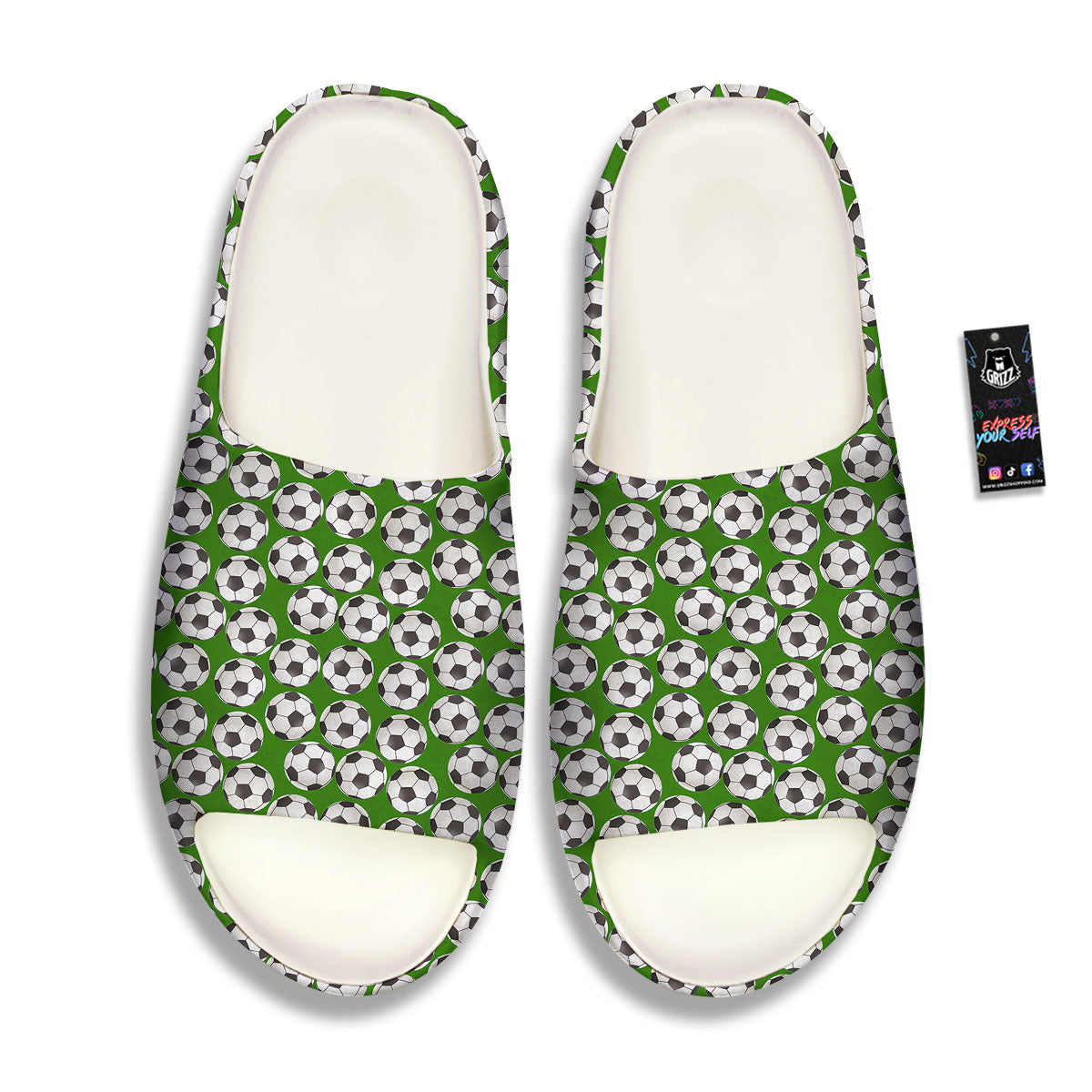 Soccer Ball Green Print Pattern Sandals-grizzshop