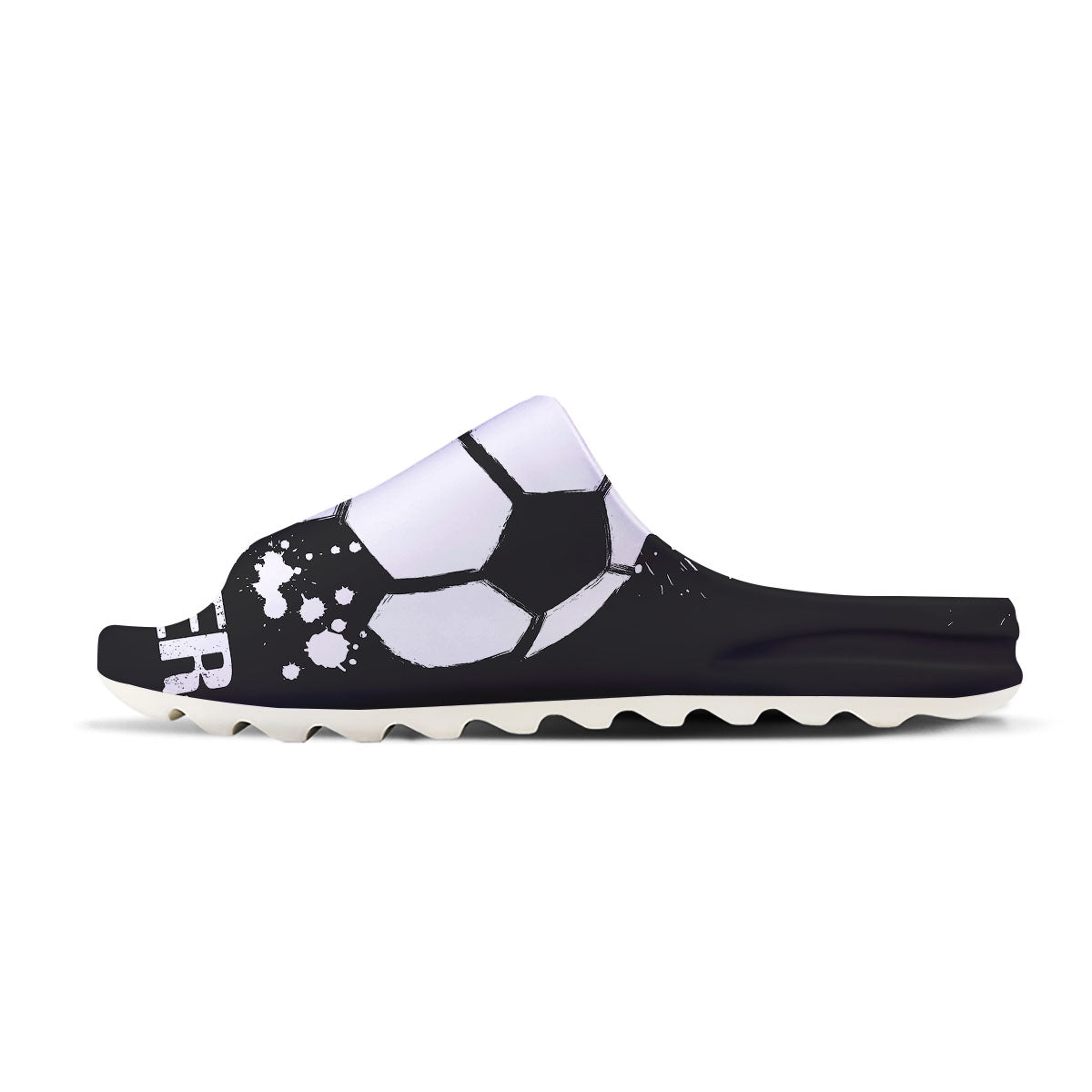 Soccer Ball White And Black Print Sandals-grizzshop