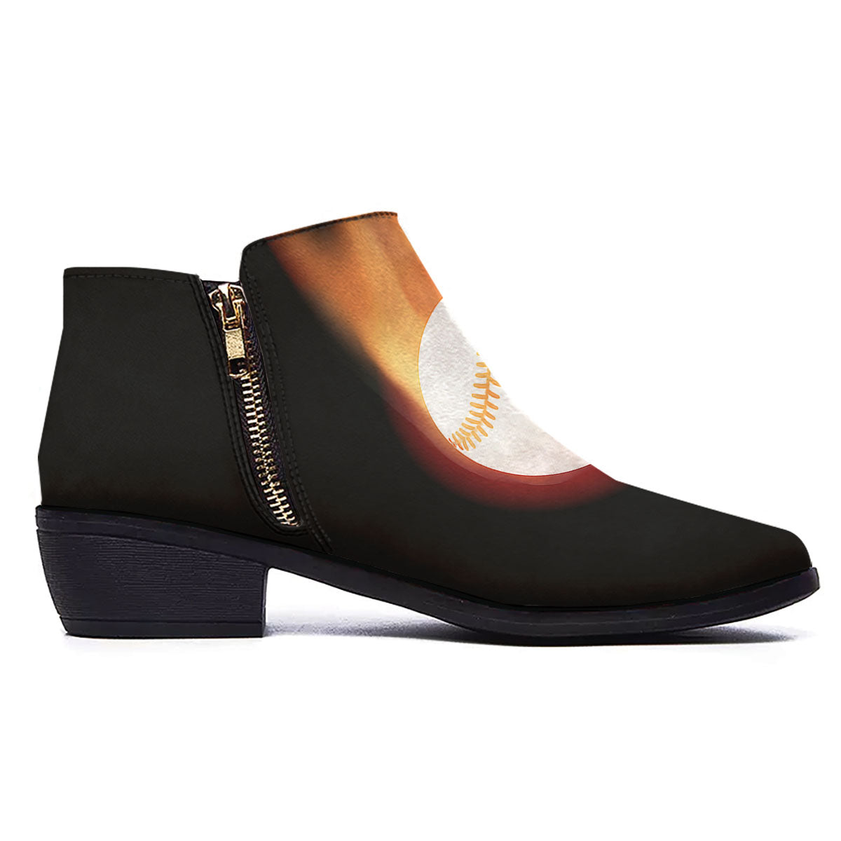 Softball Fireball Print Ankle Boots-grizzshop