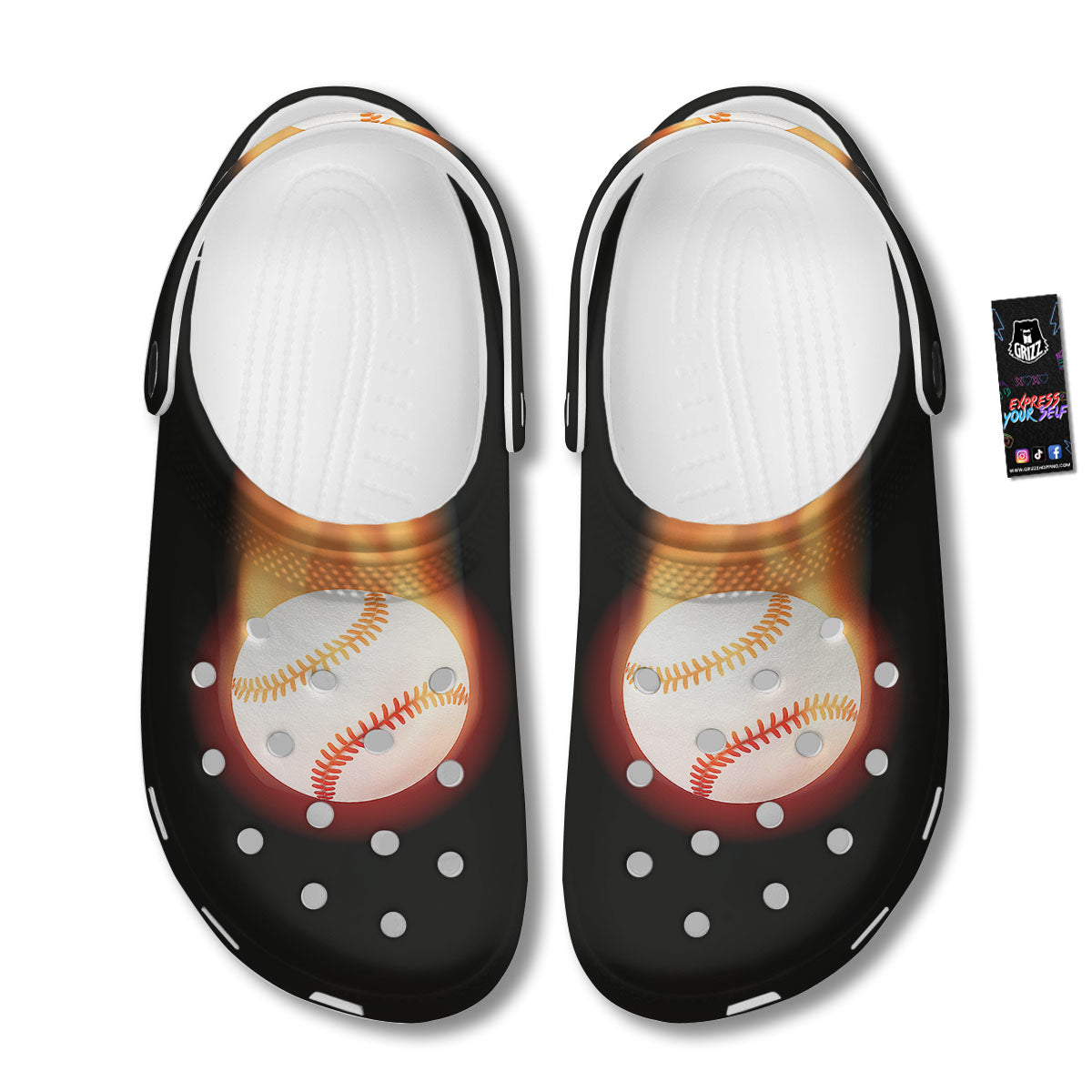 Softball Fireball Print Clog-grizzshop