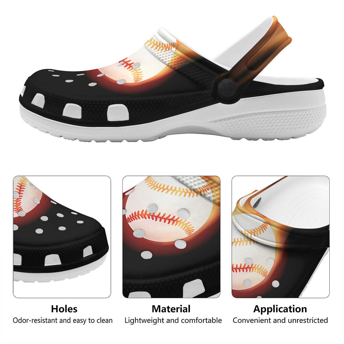 Softball Fireball Print Clog-grizzshop