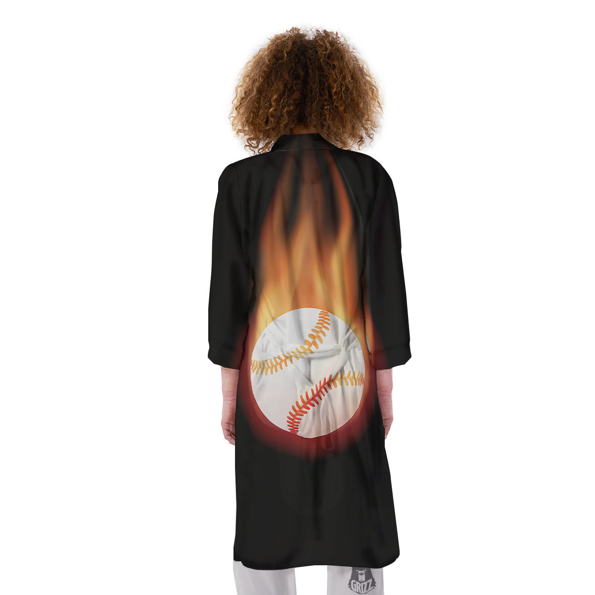 Softball Fireball Print Kimono-grizzshop