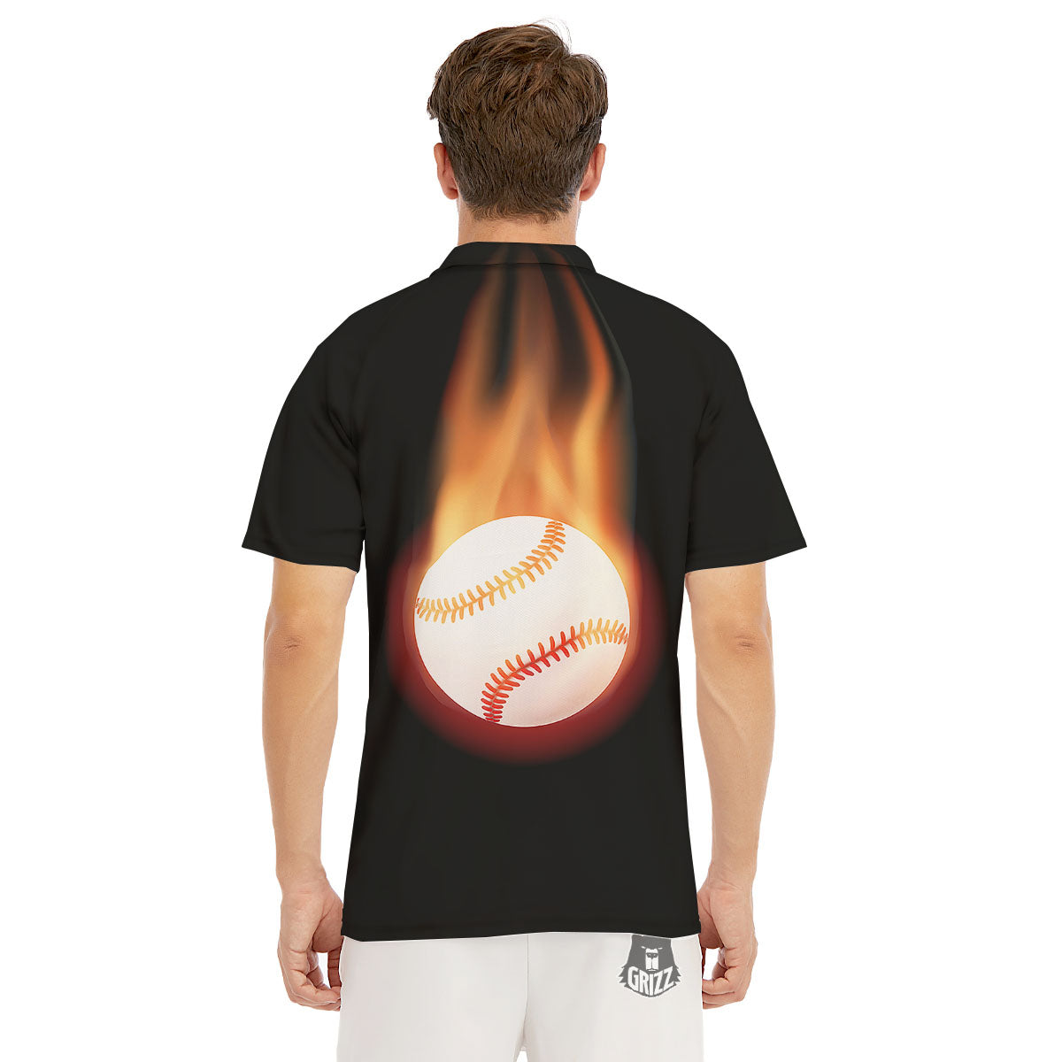 Softball Fireball Print Men's Golf Shirts-grizzshop