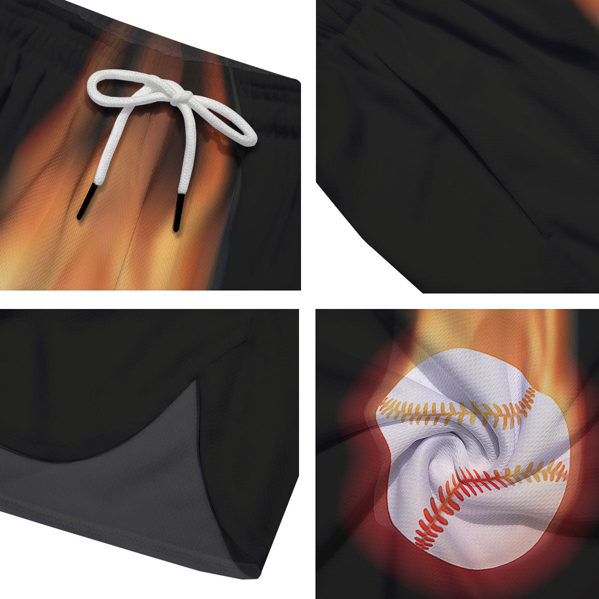 Softball Fireball Print Men's Running Shorts-grizzshop