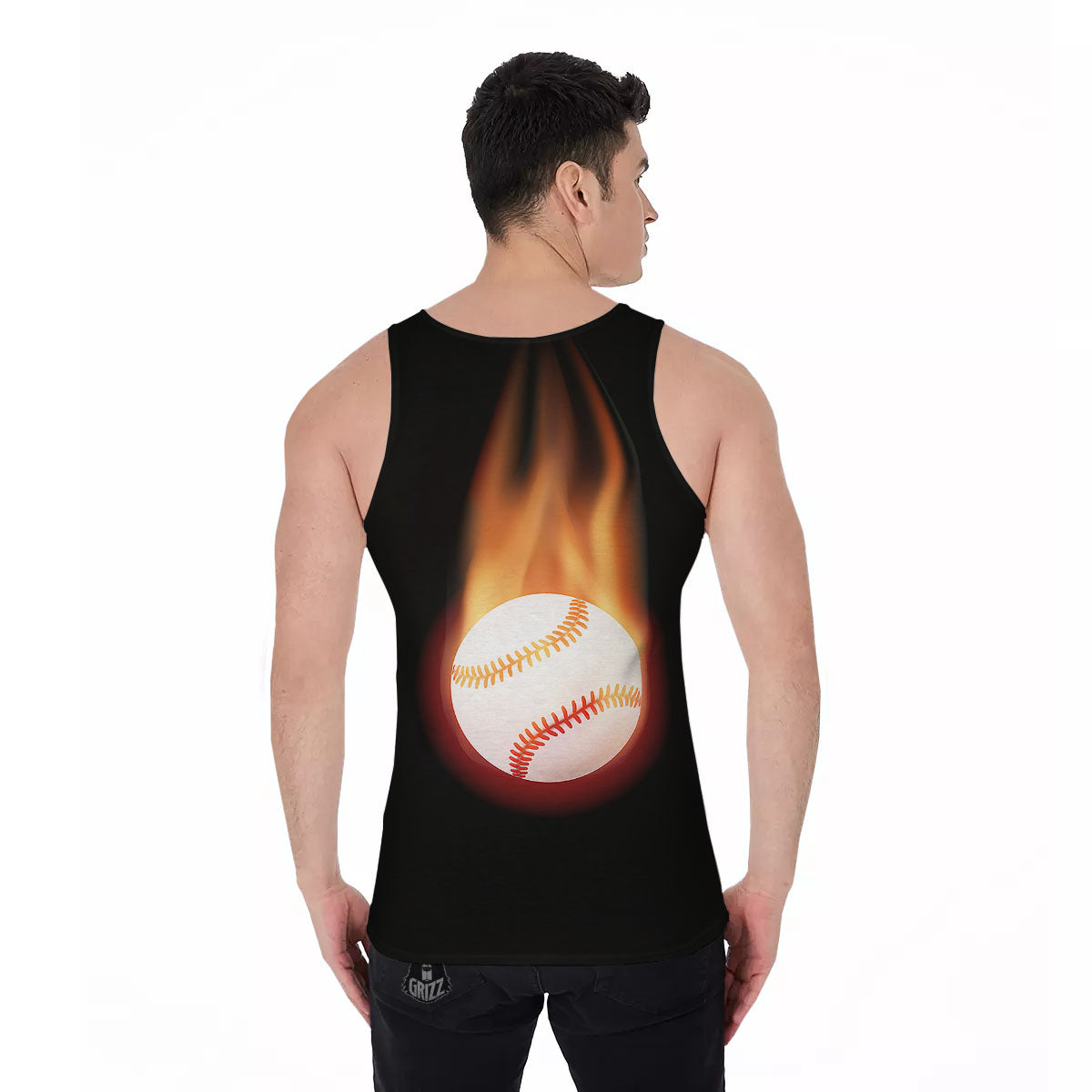 Softball Fireball Print Men's Tank Top-grizzshop