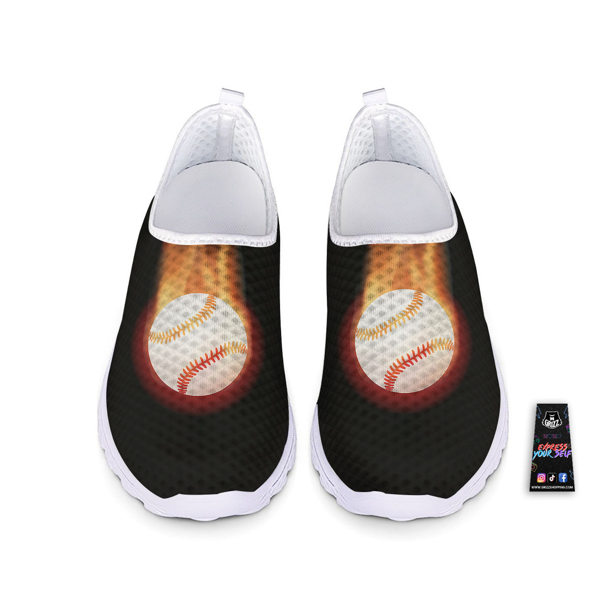 Softball Fireball Print Nurse Shoes-grizzshop