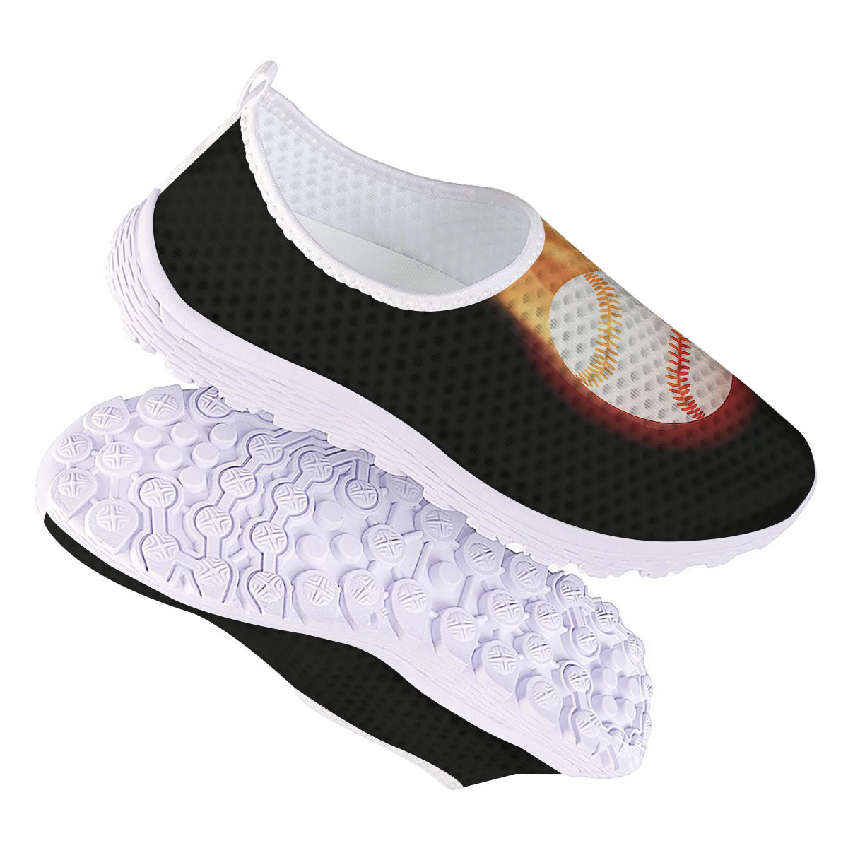 Softball Fireball Print Nurse Shoes-grizzshop