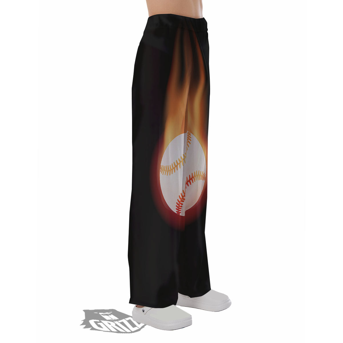 Softball Fireball Print Pajama Pants-grizzshop