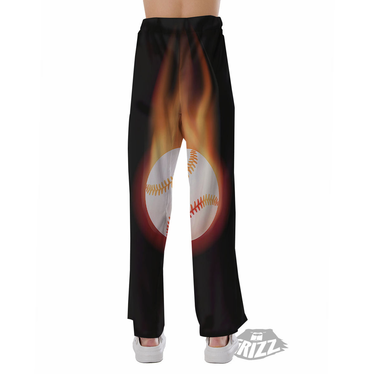 Softball Fireball Print Pajama Pants-grizzshop