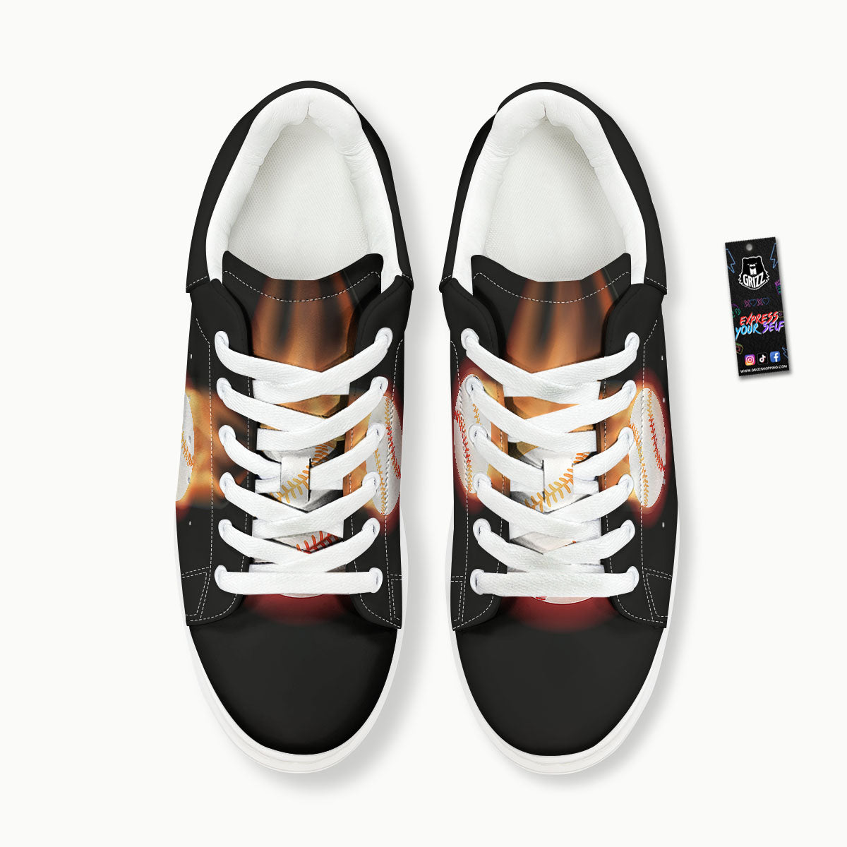 Softball Fireball Print Platform Shoes-grizzshop