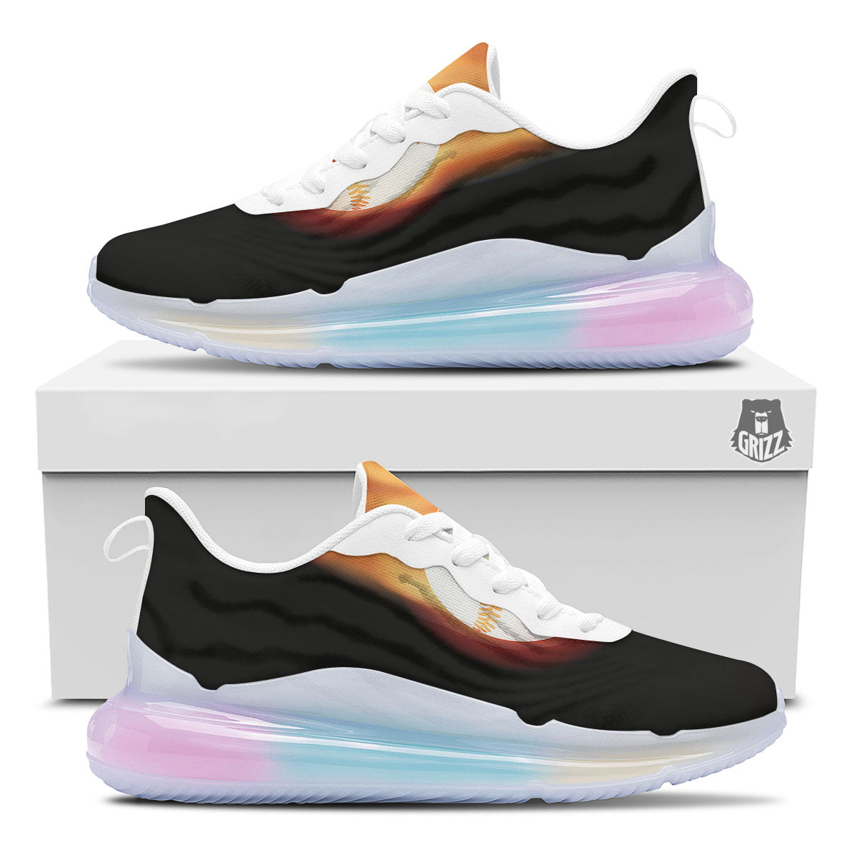 Softball Fireball Print Running Sneakers-grizzshop