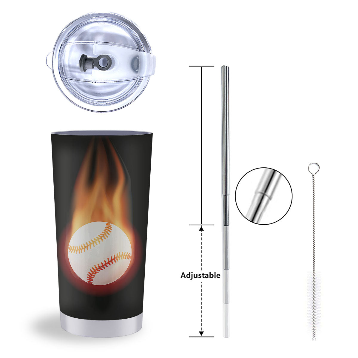 Softball Fireball Print Tumbler-grizzshop
