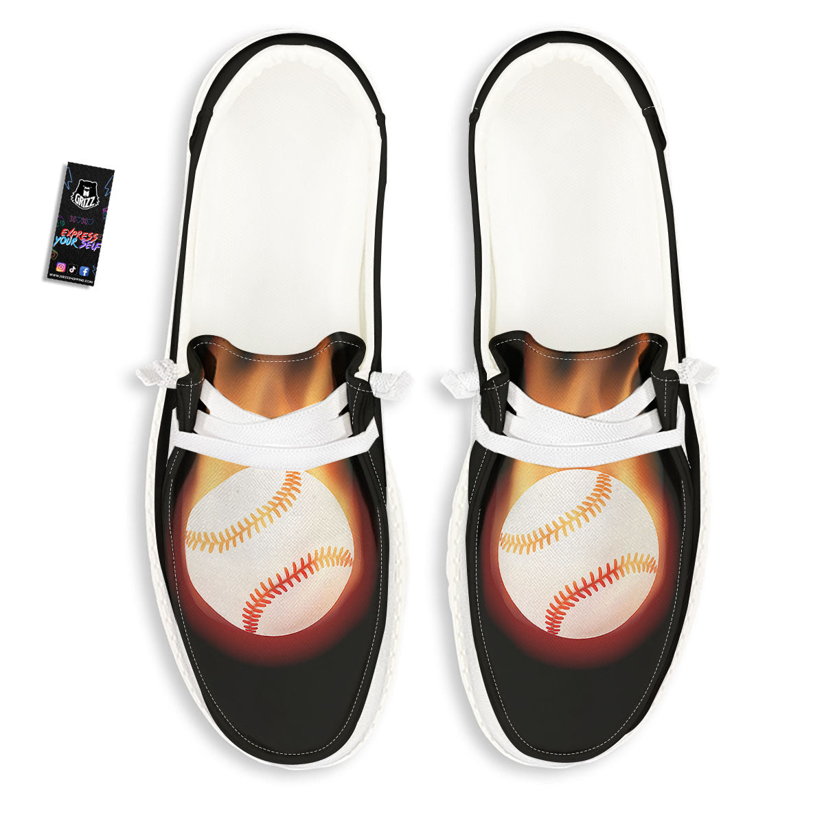 Softball Fireball Print White Loafers-grizzshop