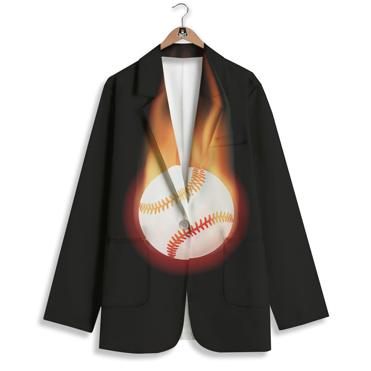 Softball Fireball Print Women's Blazer-grizzshop