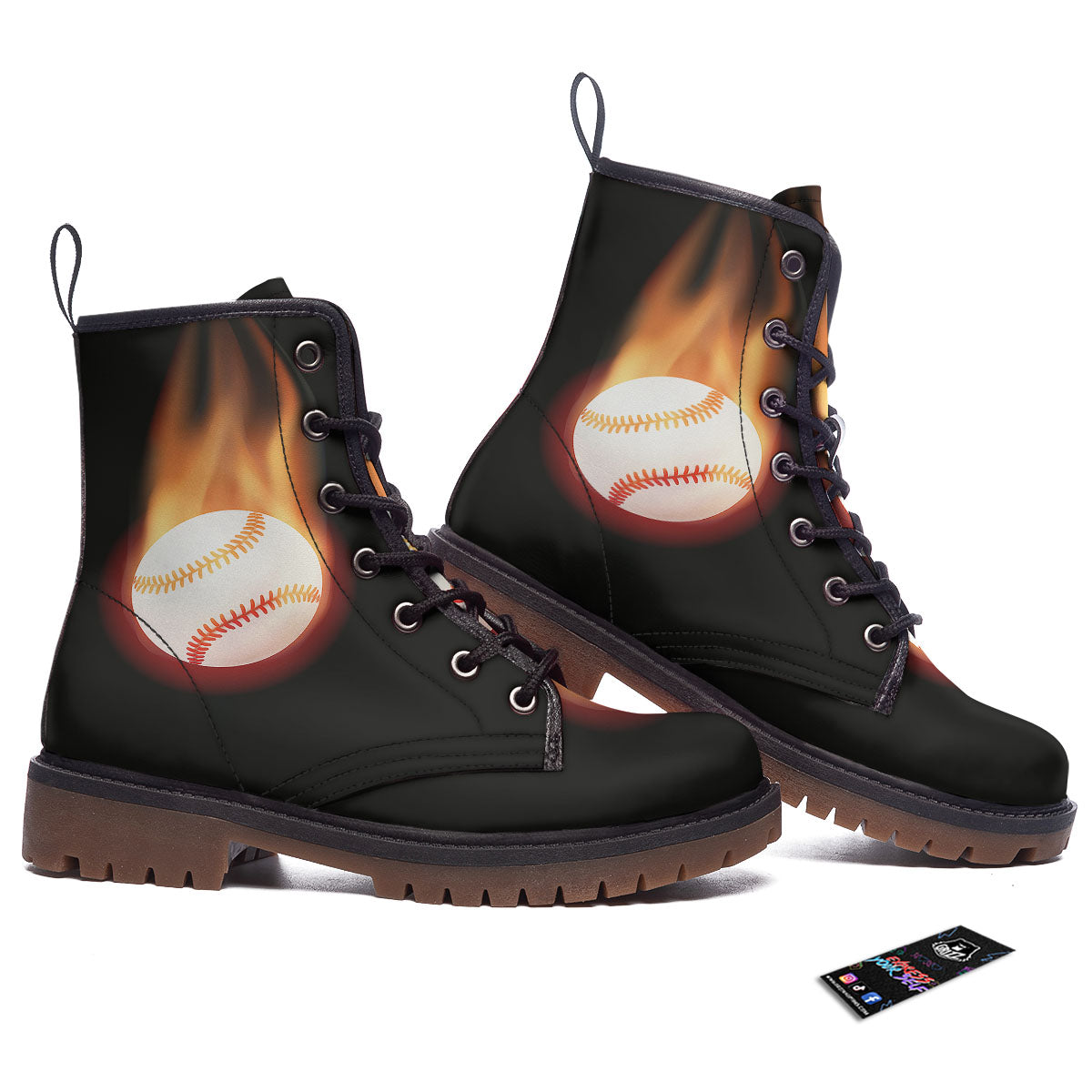 Softball Fireball Print Work Boots-grizzshop