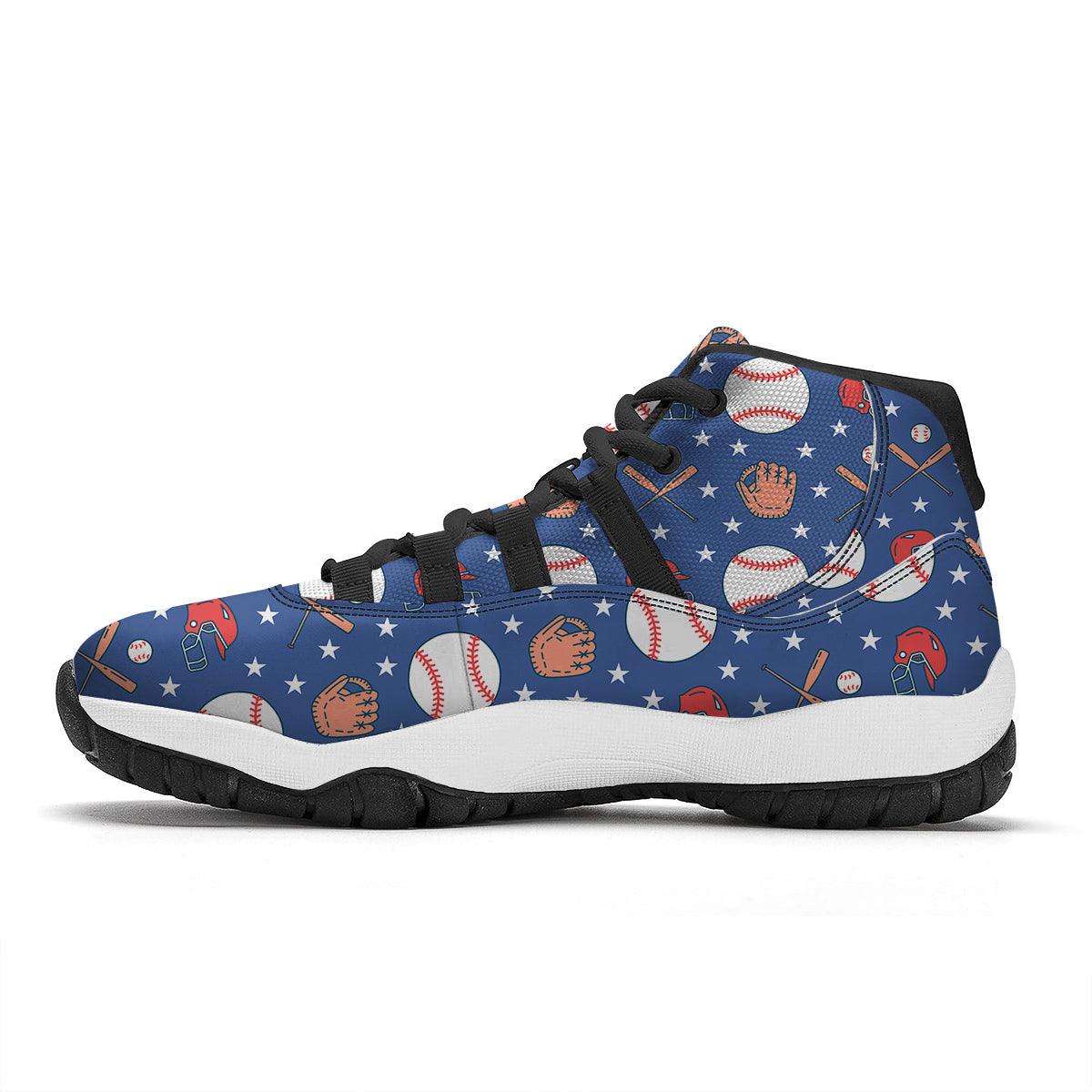 Softball Print Pattern Black Bball Shoes-grizzshop