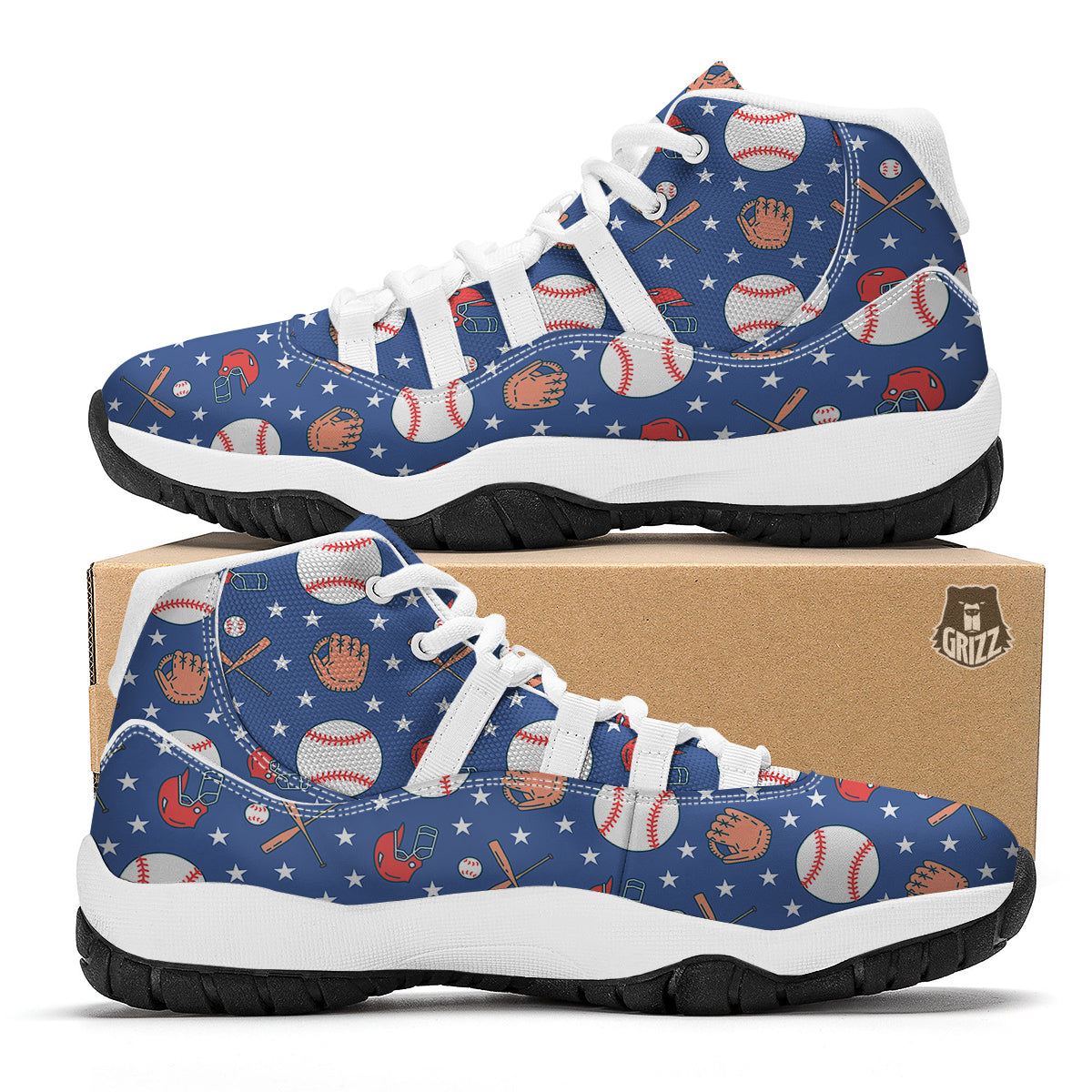 Softball Print Pattern White Bball Shoes-grizzshop